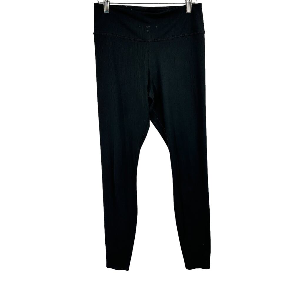 Nike Women’s Dri-FIT Black Leggings M Ribbed Athletic Workout Yoga Pants